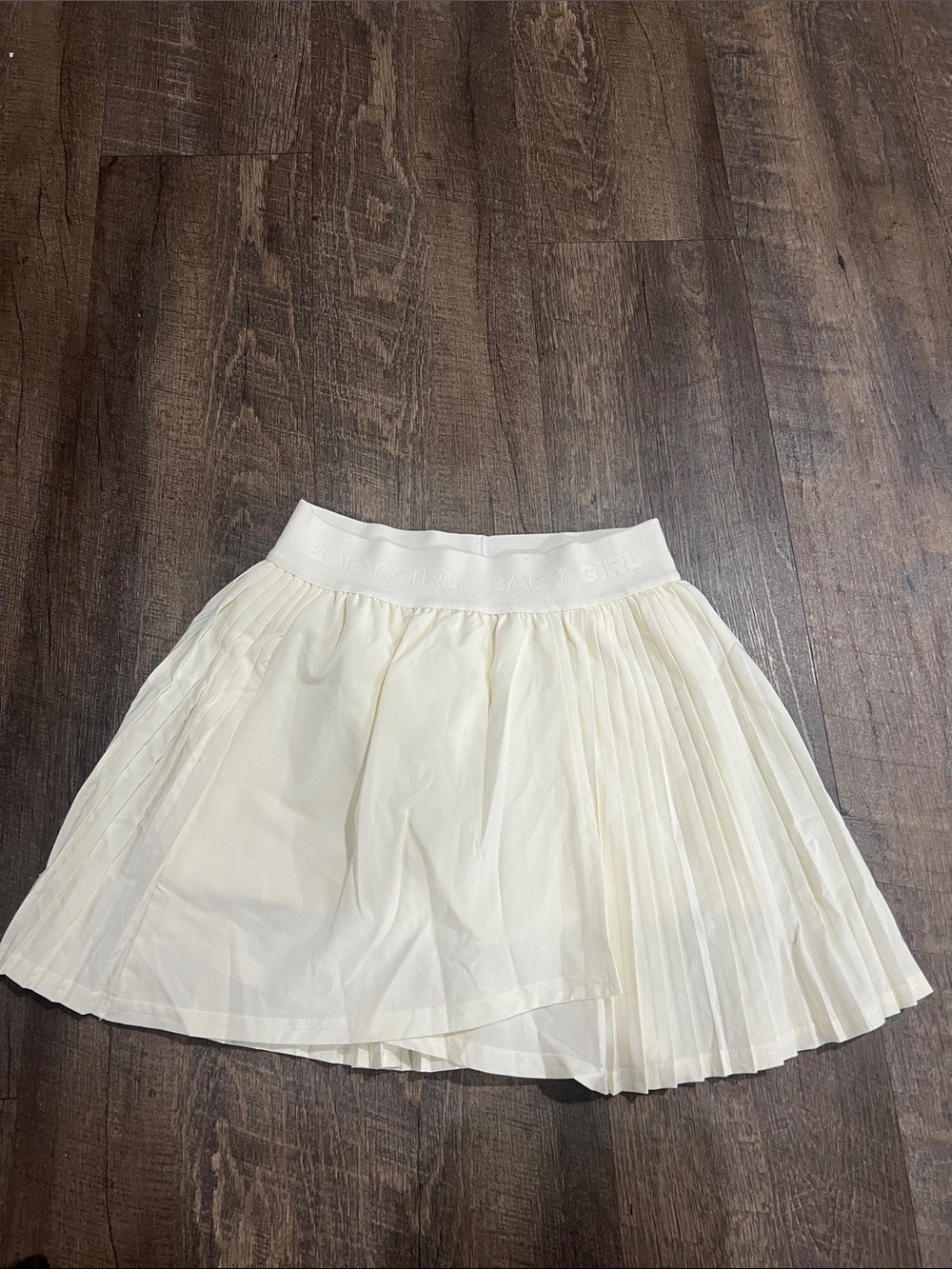 Cream Pleated Skater Skirt with Elastic Waistband - Picture 1 of 1